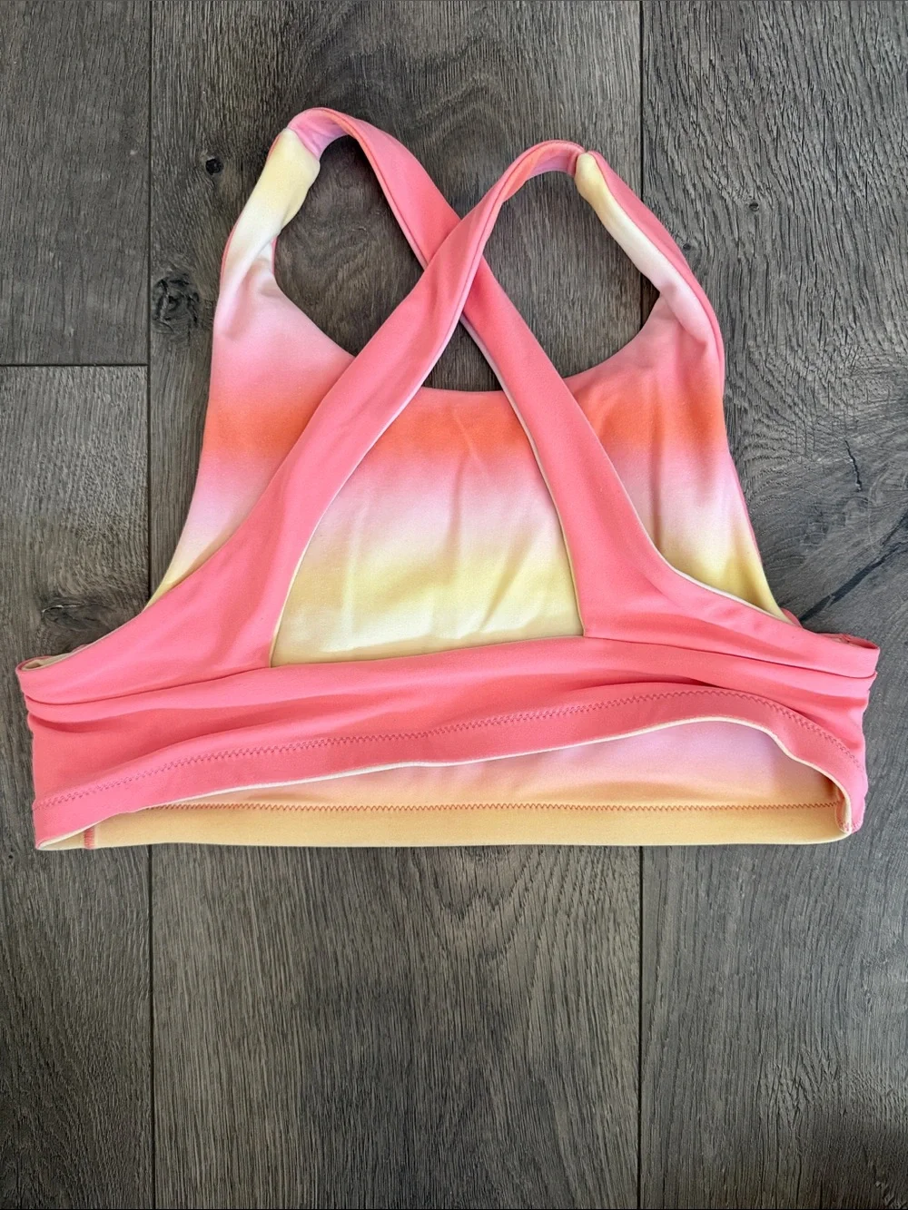 Athleta Girls Coral  Lemonade Reversible Crossback Swim Top